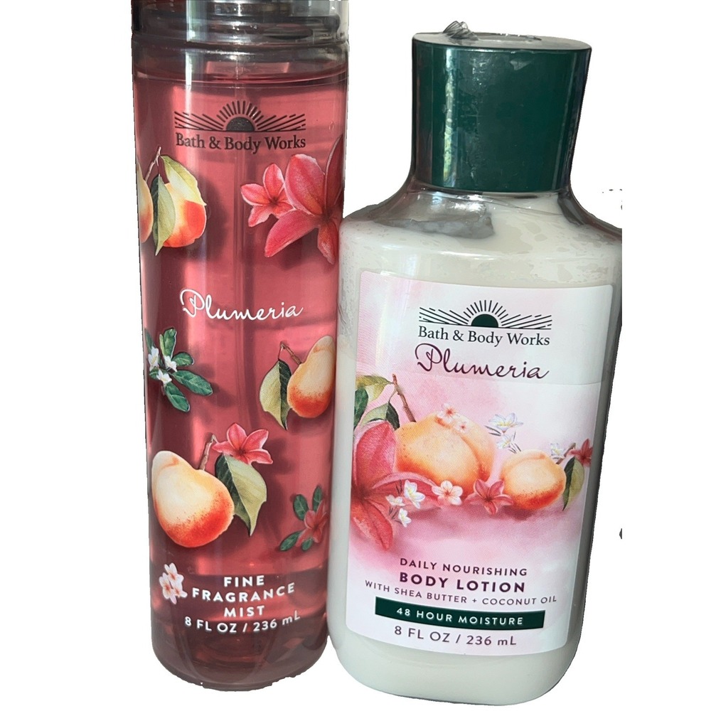Bath & Body Works Plumeria Lotion & Fine Fragrance Mist 2pc Set 8 oz